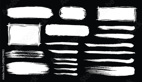 Set of paint brush stroke and abstract grunge banner for graphic background decoration. Watercolor splatter, ink splash and creative shape for social media.