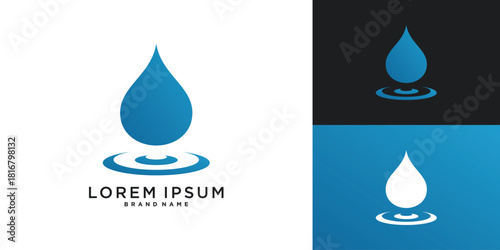Blue water drop splash logo vector design