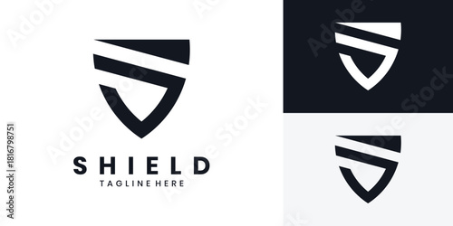 Abstract shield letter S logo design