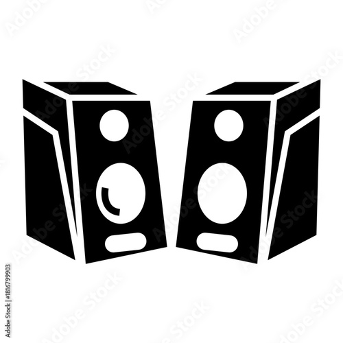 set of speakers music glyph icon vector illustration