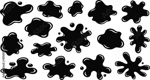abstract organic blob shapes set. Wavy elements bubbles and drops in trendy y2k style. Random blob shapes. Organic blobs set. Rounded abstract organic shapes