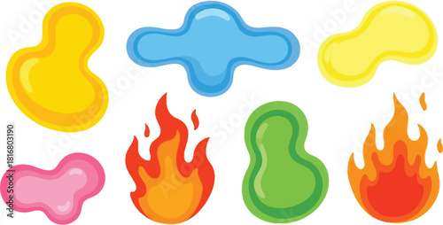 Flame illustration glowing cyan air indigo orb vector suspended teal magical