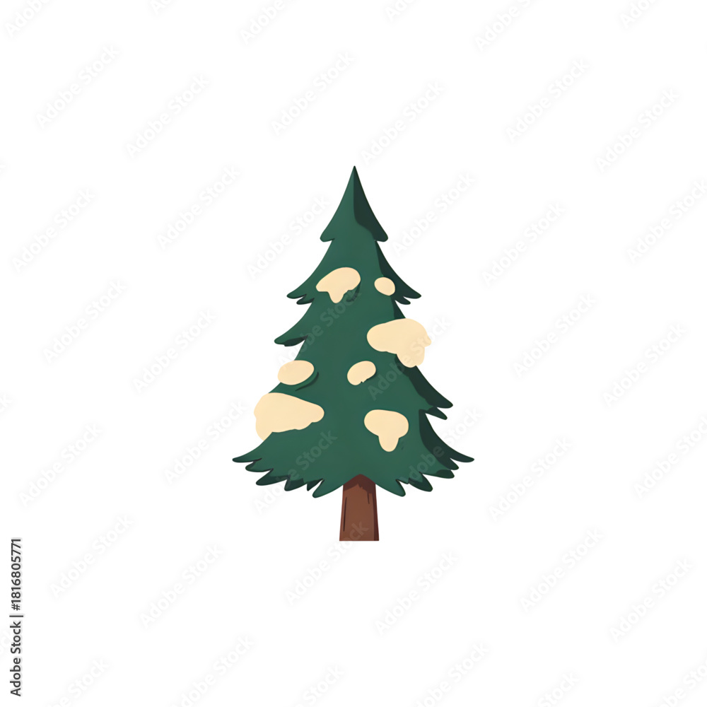 Fototapeta premium Cozy evergreen tree with fresh snow decorations