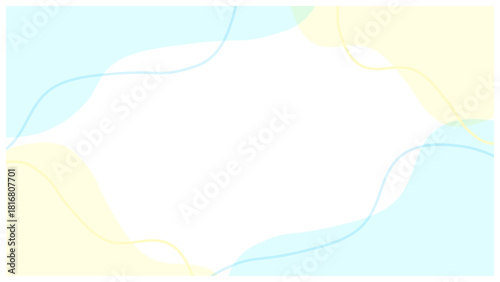 パステルな手描きのかわいい流体シェイプ背景 ( 水色 黄色 )	
