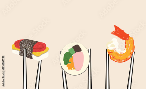 Vintage asian japanese food sushi. A set of promo banner for a Japanese restaurant. 