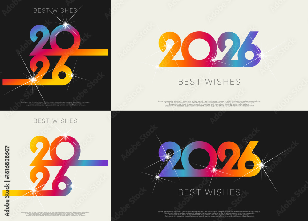 Naklejka premium Merry Christmas 2026 with colorful number. Perfect vector for poster banner greeting and Christmas 2026 celebration.