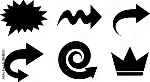 Black arrow icons set with various shapes and directions vector illustration simple design