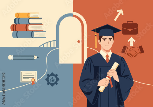 Recent graduate holding diploma symbolizing the transition from education to professional career success.