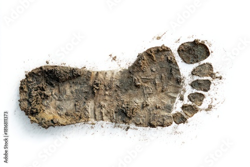 Muddy Shoe Print Texture on Clean White Background
