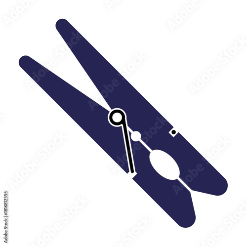 Icon of a clothes pin, representing laundry, household chores, or fabric clips in a minimalist vector design, ideal for home-related digital designs, laundry services, or household equipment