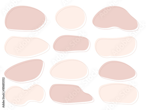 手描き流体シェイプのフレームセット (くすみカラー パステル ブラウン ベージュ)