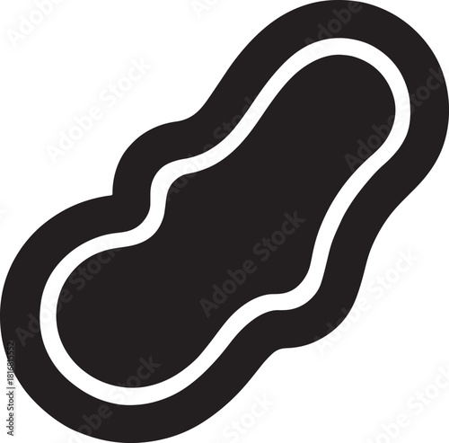 Black and White Sanitary Pad Icon Vector Illustration for Feminine Hygiene and Menstruation Health