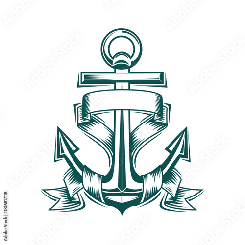 eal Anchor with Ribbon Emblem nautical maritime