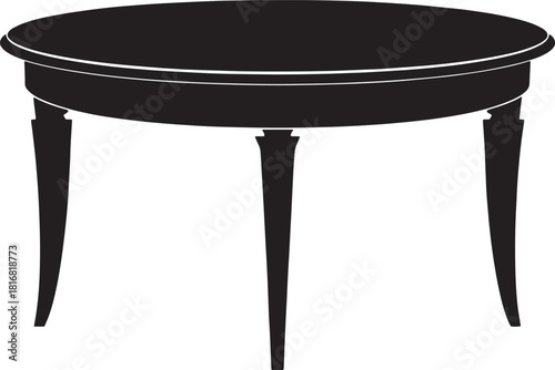 Elegant Round Table Silhouette with Three Legs Graphic Resource Design Element Isolated on White Background