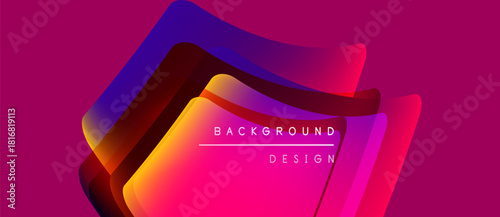Abstract vibrant layers create dynamic visual effect. Pink, purple, orange hues blend seamlessly. Modern design element for backgrounds.