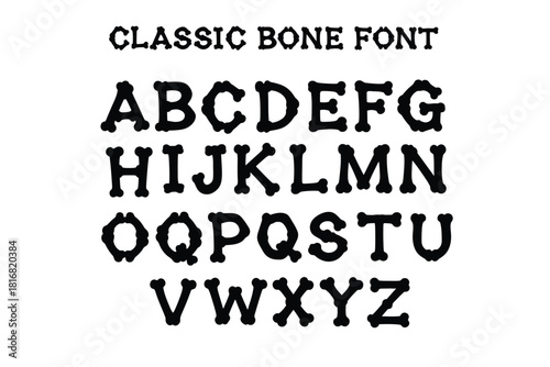 Skeletal Alphabet A–Z Vector Illustrations for Unique Classic Bone Font Designs