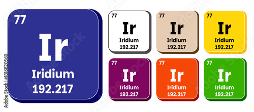 Ir, Iridium element vector icon set, periodic table element. Vector illustration EPS 10 File. Isolated on white background.
