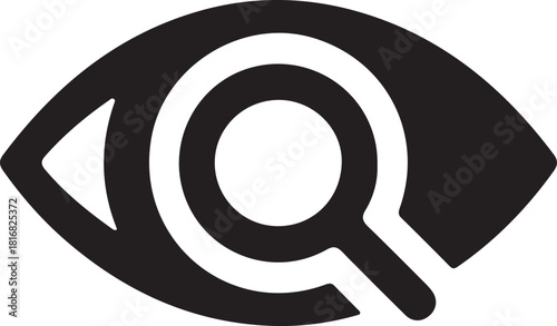 Search & Vision Icon Eye with Magnifying Glass Inspection Monitoring and Observation Symbol