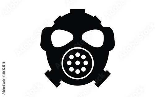 Gas mask vector for industrial protection and safety on backdrop