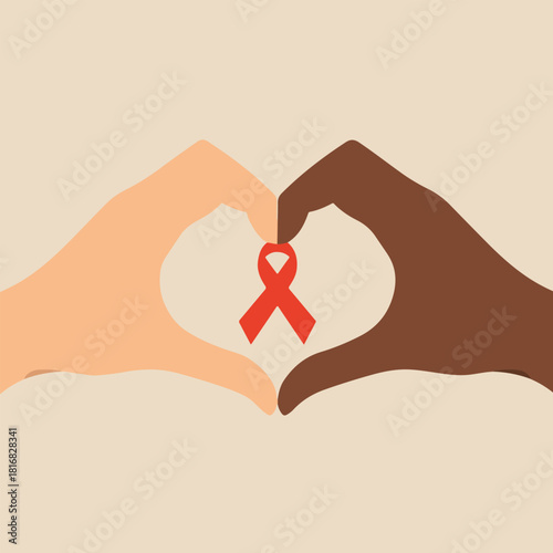 World AIDS Day Awareness Vector Set with Red Ribbon, Unity, Healthcare, Heart, Hope, and Global Solidarity Design Collection