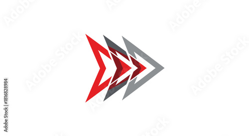 Abstract Arrow Design Suggesting Movement, Speed, and Direction with Red, Gray and White