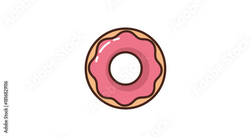 A Delicious, Colorful, Frosted Donut Illustration on a Clean White Background