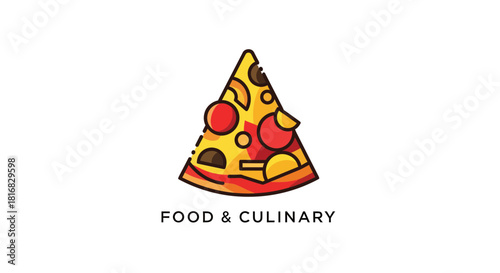 A Slice Of Delight: A Colorful Pizza Illustration For Culinary And Food Related Uses