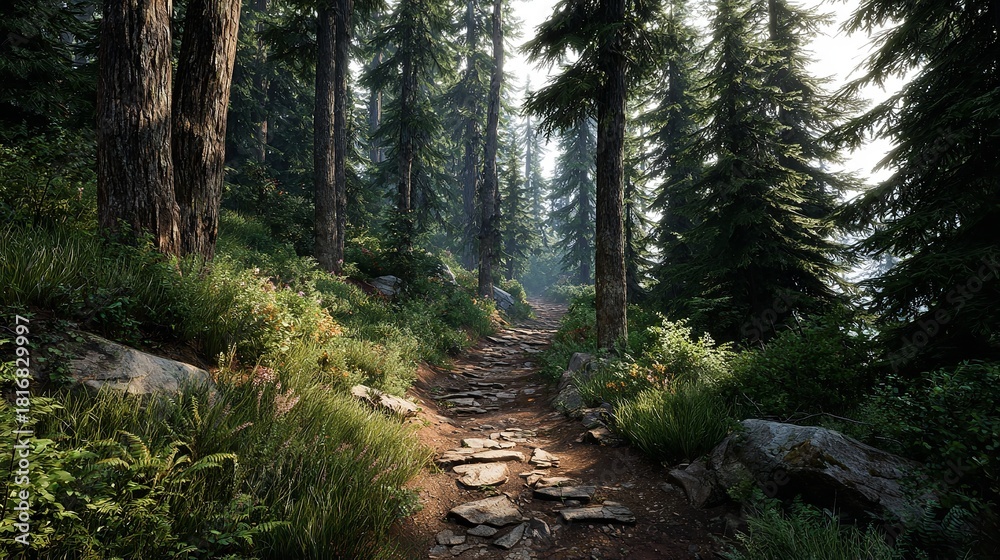 Fototapeta premium A picture of a Pacific Northwest forest trail