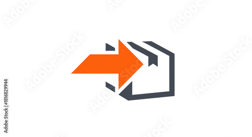 Abstract Arrow and Box Icon Representing Forward Process and Information Transfer