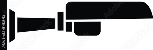 A minimalist black silhouette of a security camera mounted on a wall representing surveillance and safety