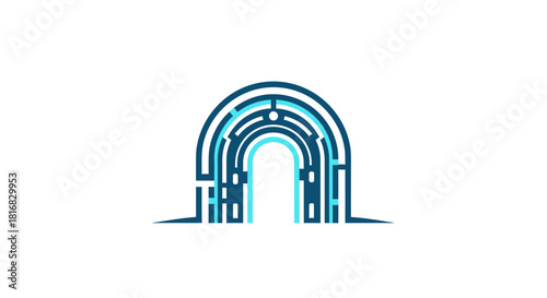 Abstract Archway Logo Representing Maze And Digital Solutions Architecture Design