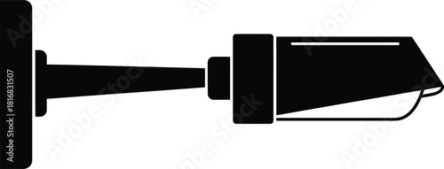 A simple black silhouette of a security camera mounted on a wall symbolizing surveillance and protection