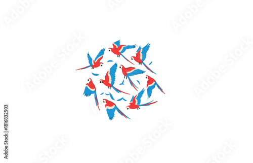 Colorful vector illustration set of the Australian and French flag star designs with paperclip symbols