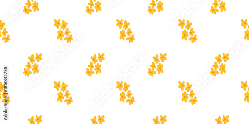 Seamless vector illustration featuring a repeating pattern of yellow mimosa chrysanthemum flowers on a white background. Ideal for textiles, wallpapers, and gift wrapping designs 8 march.