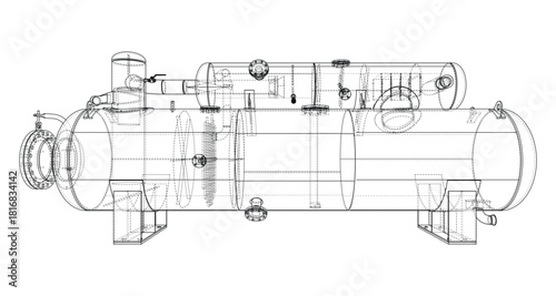 Industrial Tank Blueprint. Vector