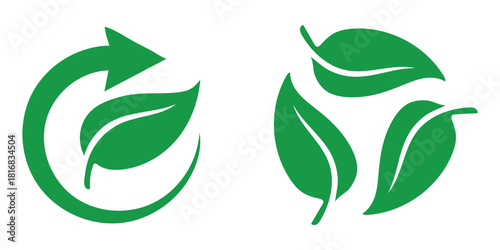 Green recycle leaf eco symbol design on transparent background