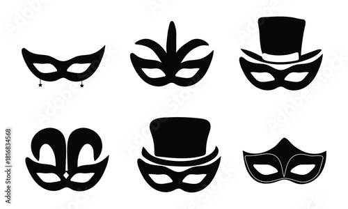 Set of masquerade carnival mask with various design vector illustration