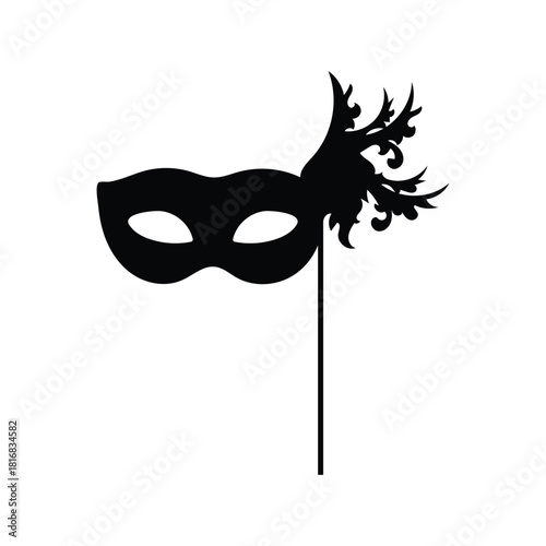 Silhouette of mask stick for masquerade design vector illustration