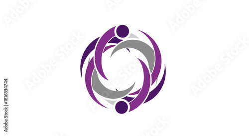 Abstract Artistic Logo Composed of Interlocking Shapes in Two Toned Color Scheme