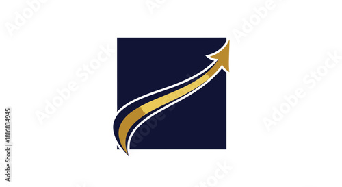 Abstract Business Symbol Depicting Growth and Success with Elegant Gold Arrow