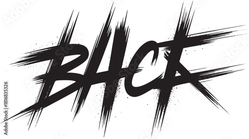 Black grunge brush stroke text graphic vector