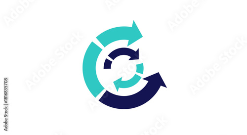 Abstract Circular Arrow Design Illustrating Processes, Cycles, And Flow of Information