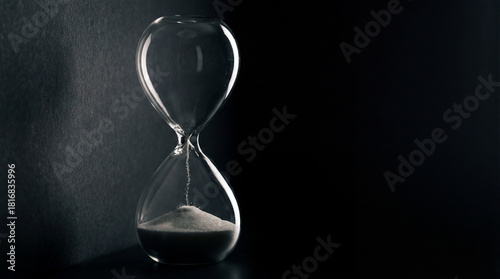 Hourglass Sand Timer Running Out of Time in Dramatic Darkness