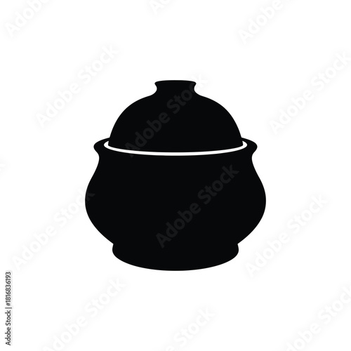 Black silhouette of a covered pot