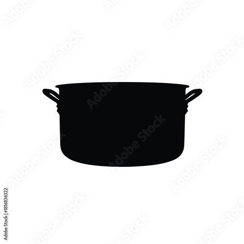Black silhouette of a large cooking pot with handles