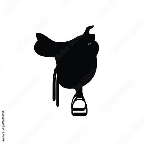 Black silhouette of a western horse saddle silhouette