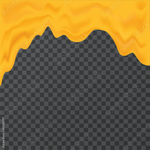 Realistic melting honey on a transparent background with a melted top border