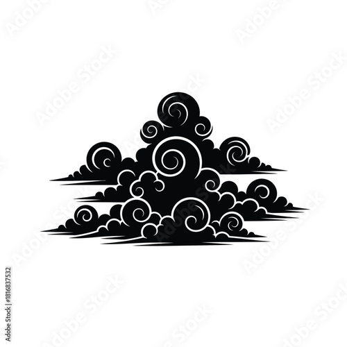 Dark swirling clouds silhouette