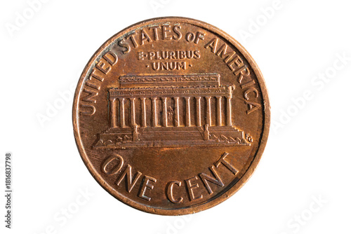 Obraz na plátně 1 american cent coin on a white background