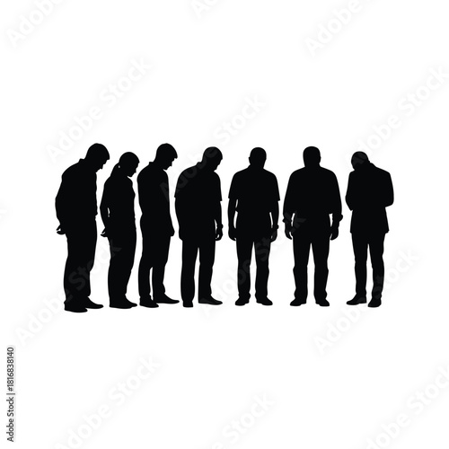 Group of men in silhouette looking down silhouette